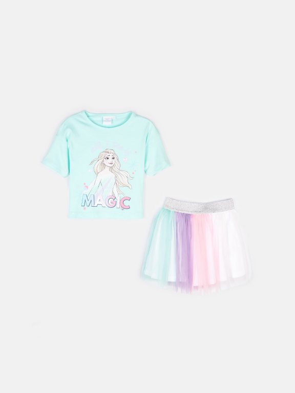 Zestaw t-shirt i spódnica Disney Frozen II dla dziewczynek
