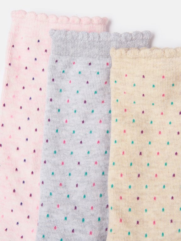 3 pack dotted crew socks
