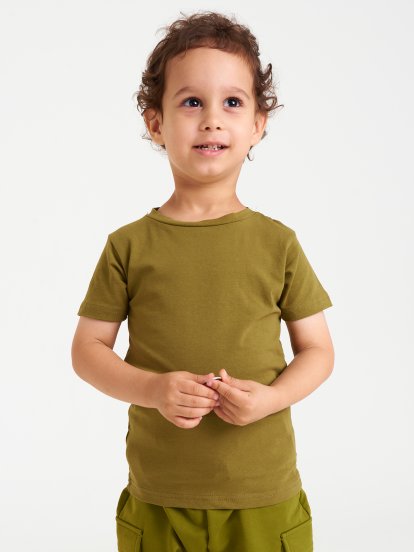 Jednofarebné bavlnené elastické tričko chlapčenské