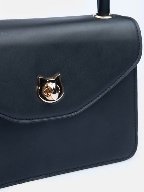Faux leather bag with cat shaped lock