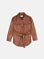Faux leather padded light jacket