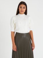 Cable-knit short sleeve jumper