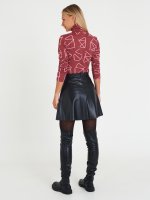 Faux leather mini skater skirt
