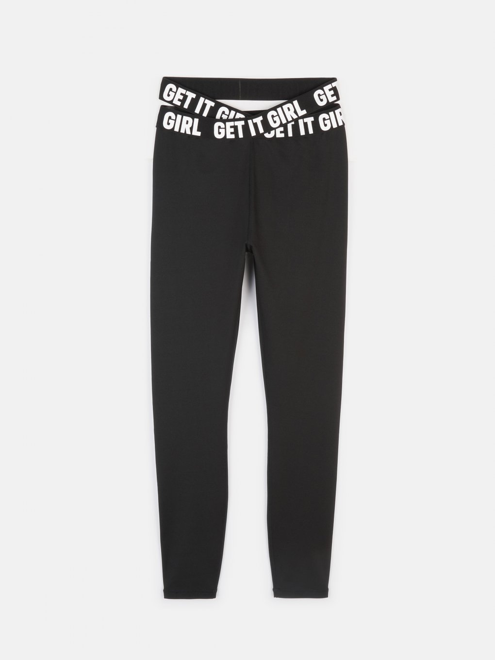 Sport leggings with slogan print on waistband