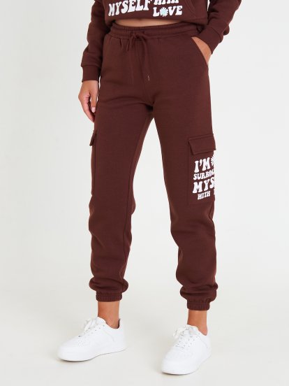 Cargo sweatpants with pockets and print