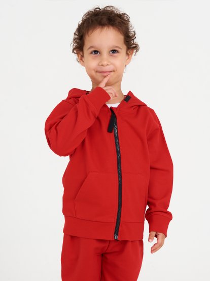 Klasyczna bluza basic z zamkiem, kapturem i kontrastowymi elementami dla chłopców