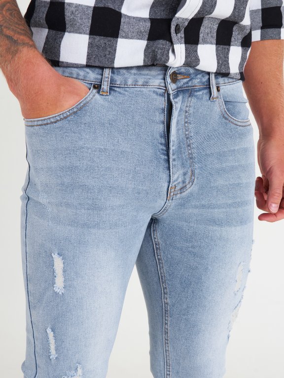 Základné basic straight slim pánske džínsy