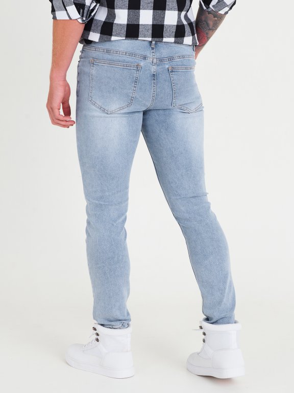 Základné basic straight slim pánske džínsy