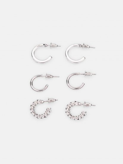 3 pairs of small hoop earrings