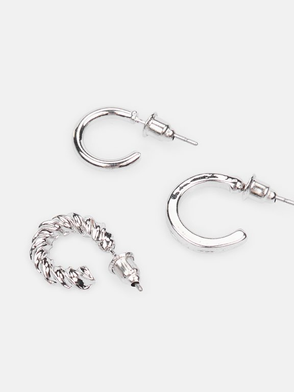 3 pairs of small hoop earrings