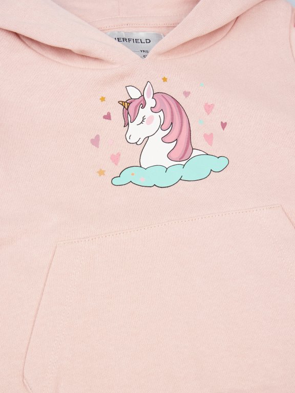 Cotton hoodie with unicorn print