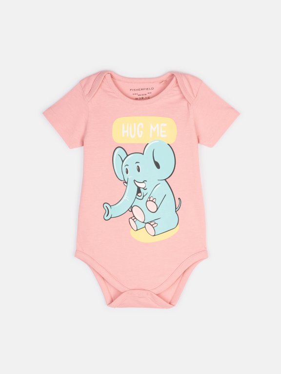 Bavlnené body pre bábätká s potlačou sloníka