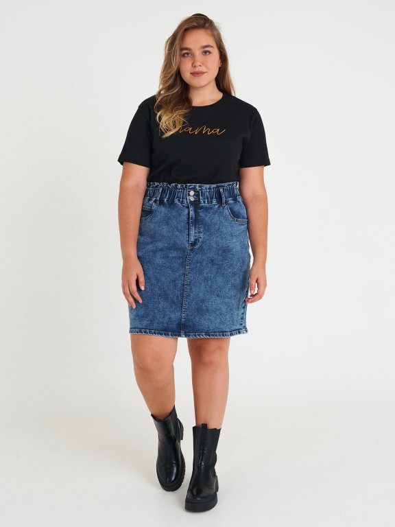 Plus size cotton t-shirt with slogan print