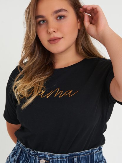 Bavlnené tričko s nápisom plus size