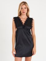 Satin nightdress with lace