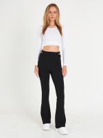 Flared pants with cut-outs