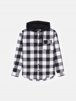 Flannel shirt with hood