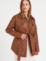 Faux leather padded light jacket