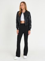 Glossy quilted bomber jacket