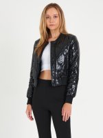 Glossy quilted bomber jacket