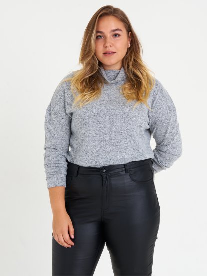 Plus size roll neck top