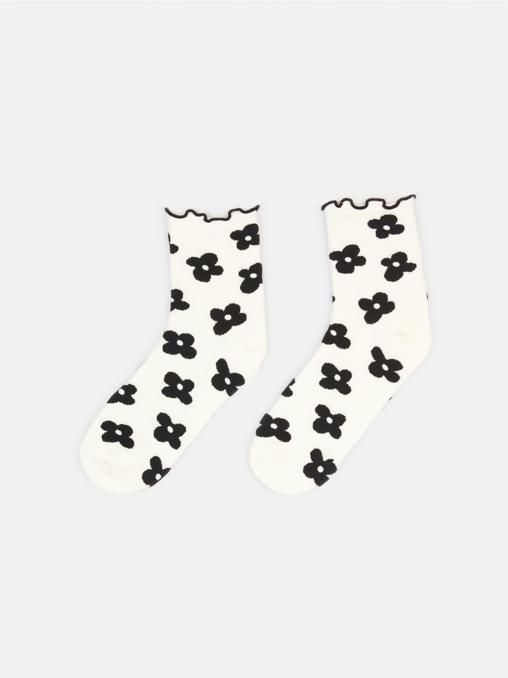 Flower patternd crew socks