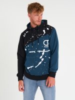 Printed colour block hoodie