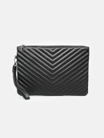 Quilted faux leather clutch