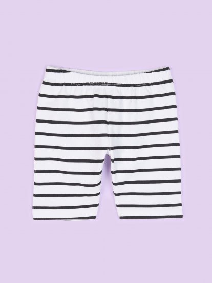 Striped cotton elastic shorts