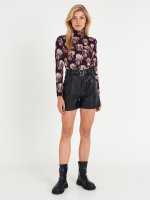 Floral print roll neck top