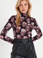 Floral print roll neck top
