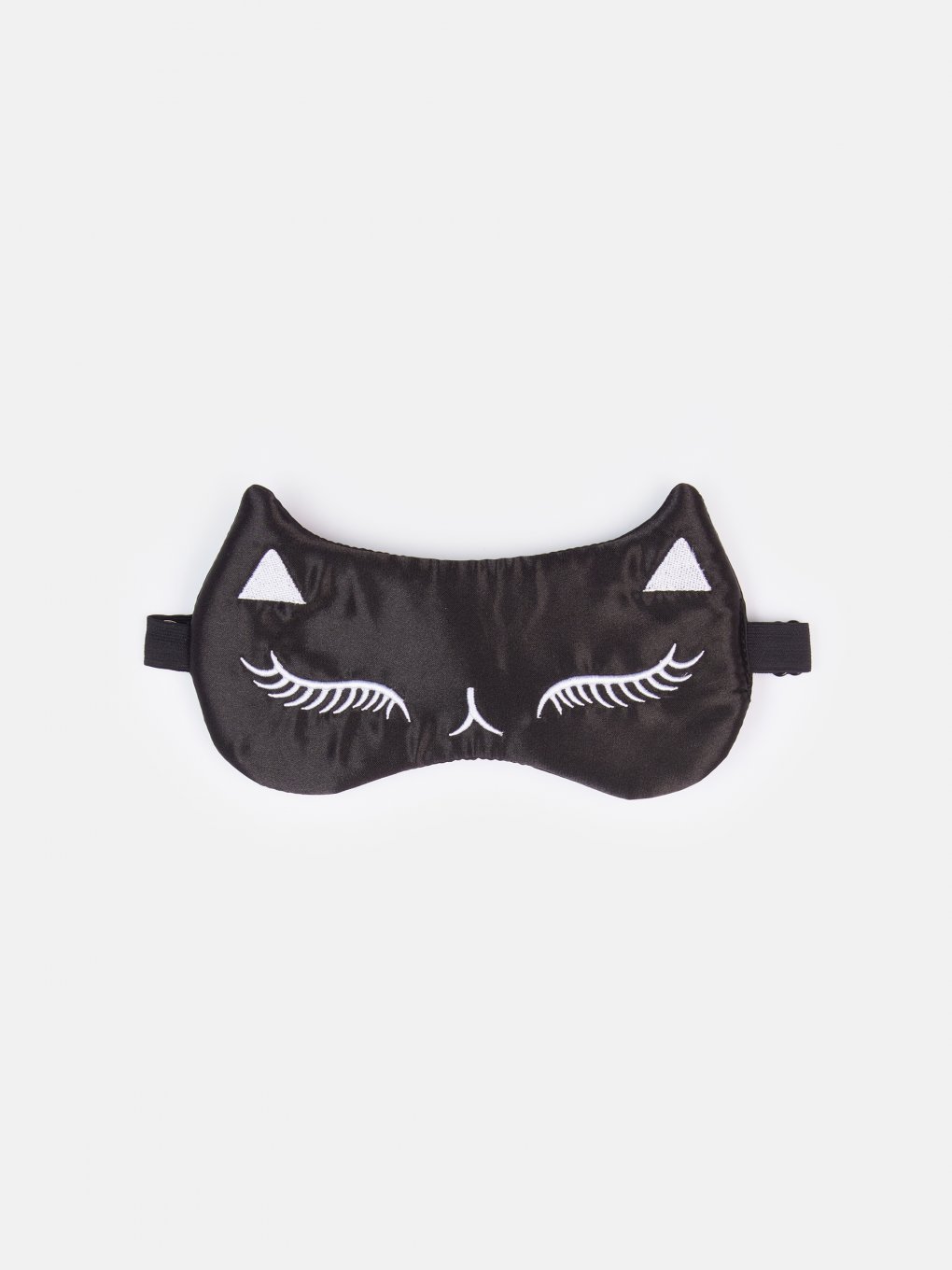 Saténová maska na spanie v tvare mačky