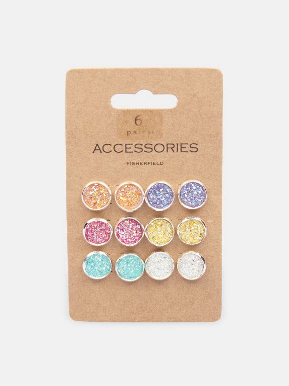 6-pack colourfull earrings set