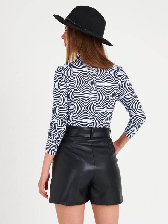 Printed roll neck top