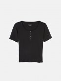 Plus size basic cotton t-shirt with buttons