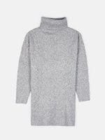 Cable knit longline roll neck pullover