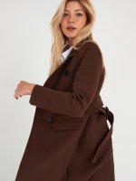 Double breasted coat with belt