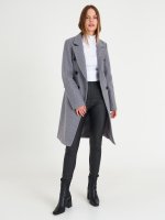Палто с двуредно закопчаване и колан дамско