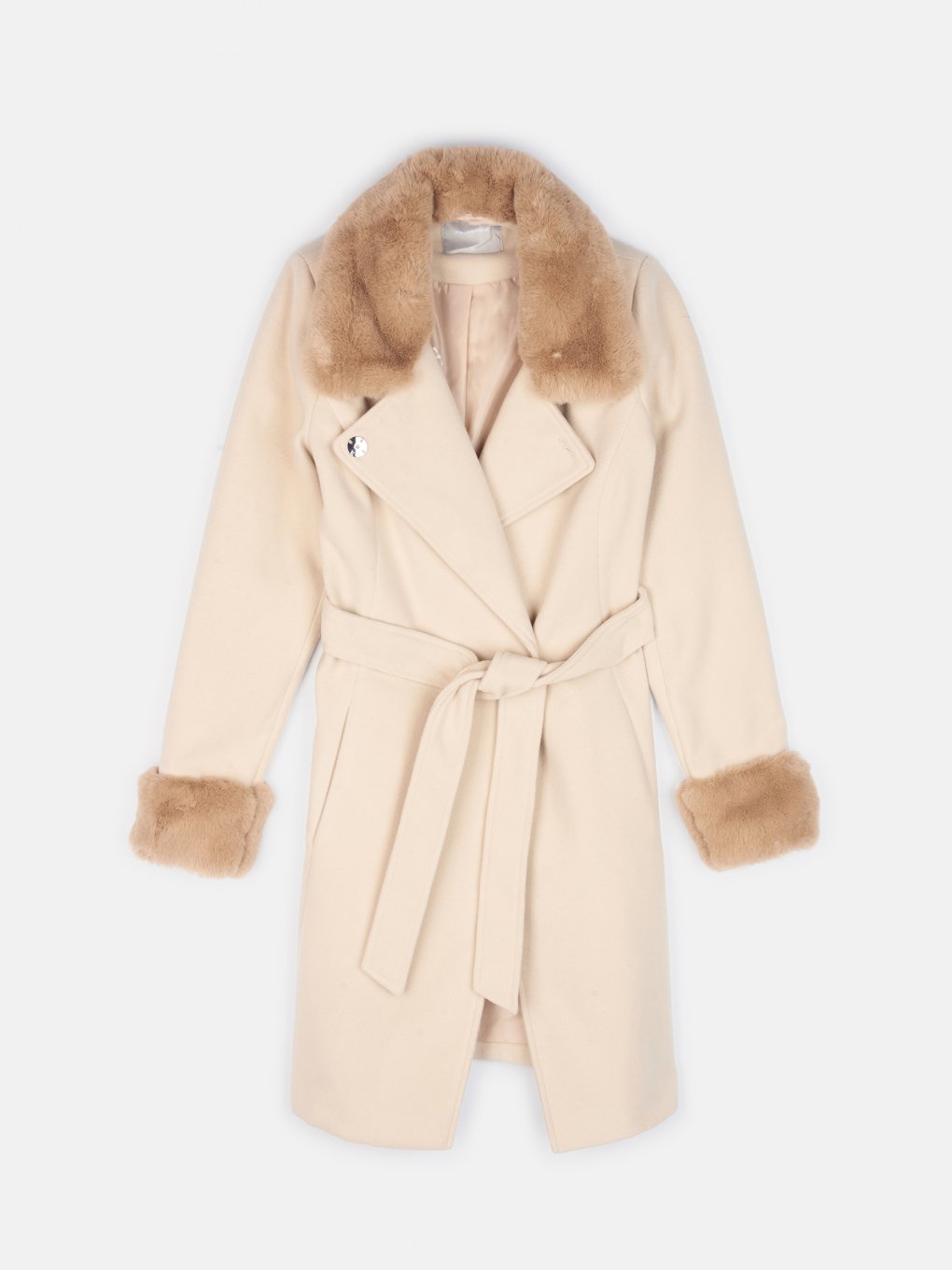 Robe coat with faux fur details