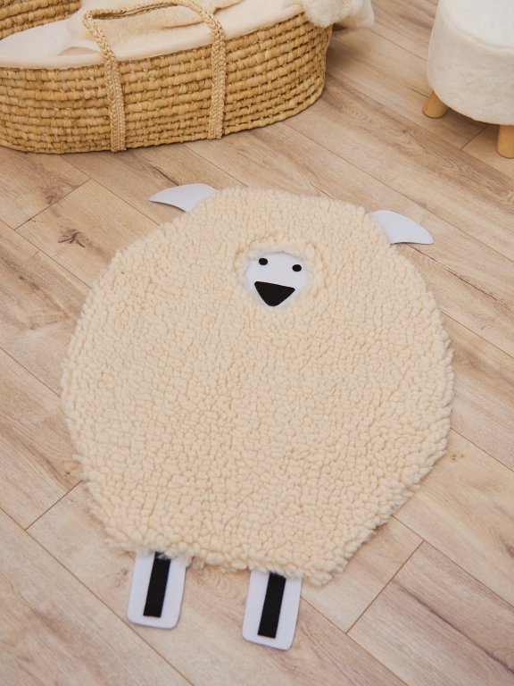 Teppich in Form eines Schafes aus Kunstpelz (60 x 90 cm)