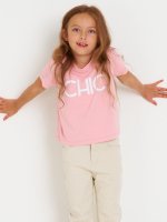 Krátký dívčí bavlněný top s nápisem