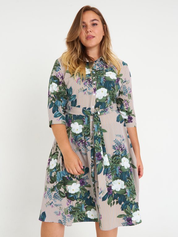 Plus size floral shirt dress