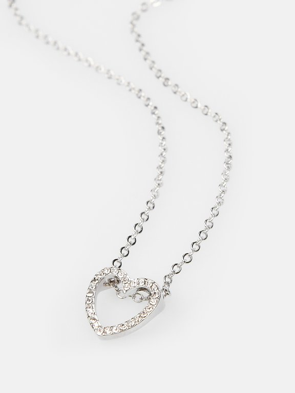 Necklace with strass heart pendant
