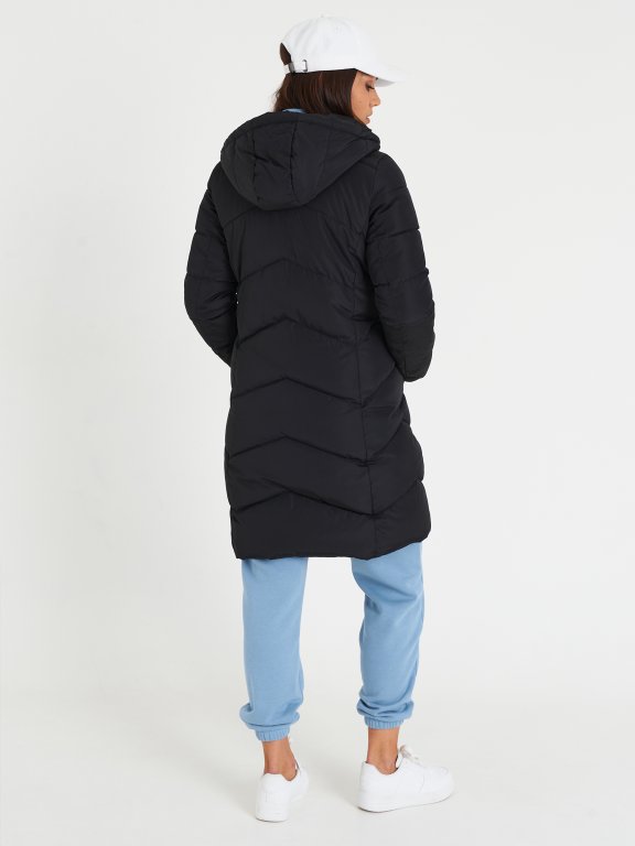 Longline quilted padded jacket
