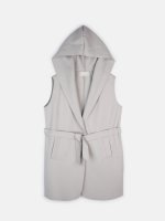 Plus size longline vest with hood