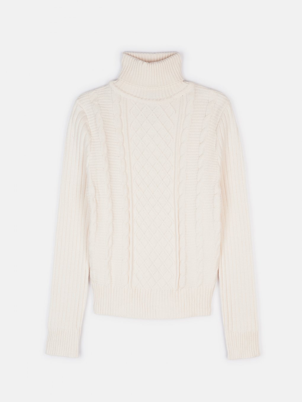 Cable-knit roll neck pullover