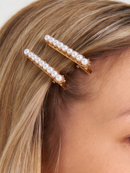 2-pack hairgrips with faux pearls