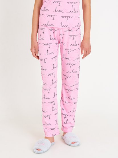 Bavlněné dámské pyžamové kalhoty s potiskem