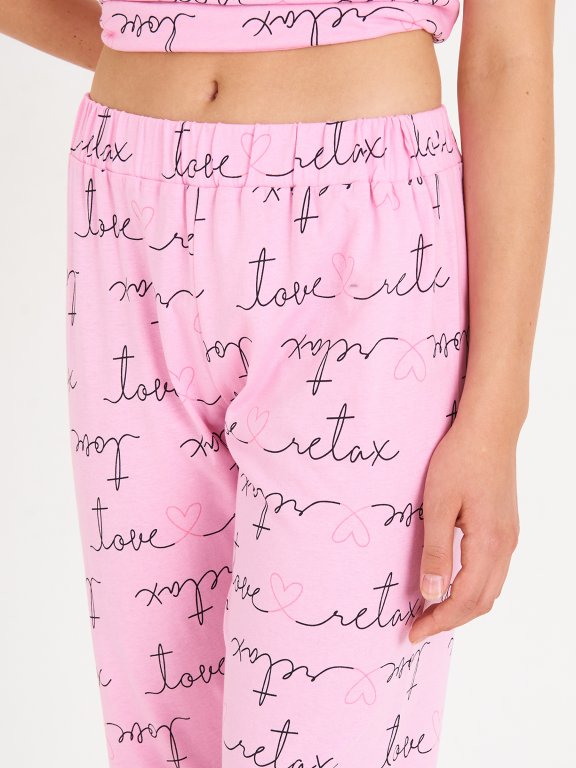 Bawełniane spodnie od piżamy damskie z nadrukiem