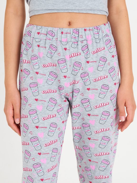 Cotton pyjama bottoms with print
